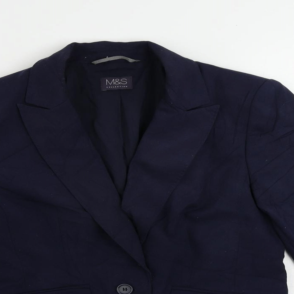 Marks and Spencer Womens Blue Jacket Blazer Size 10 Button