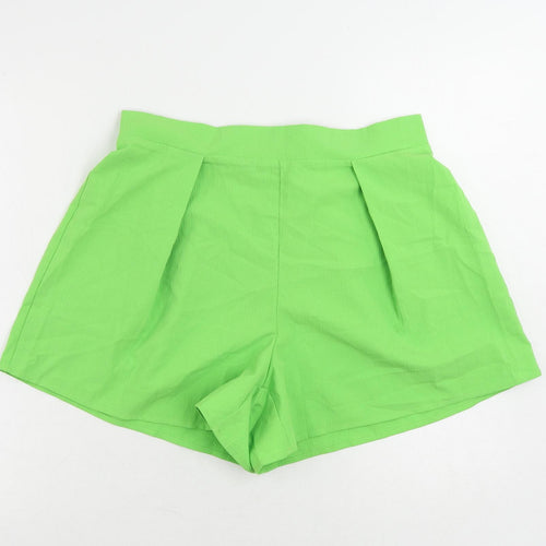 Della Mel Womens Green Polyester Basic Shorts Size L L4 in Regular - Elastic Waist