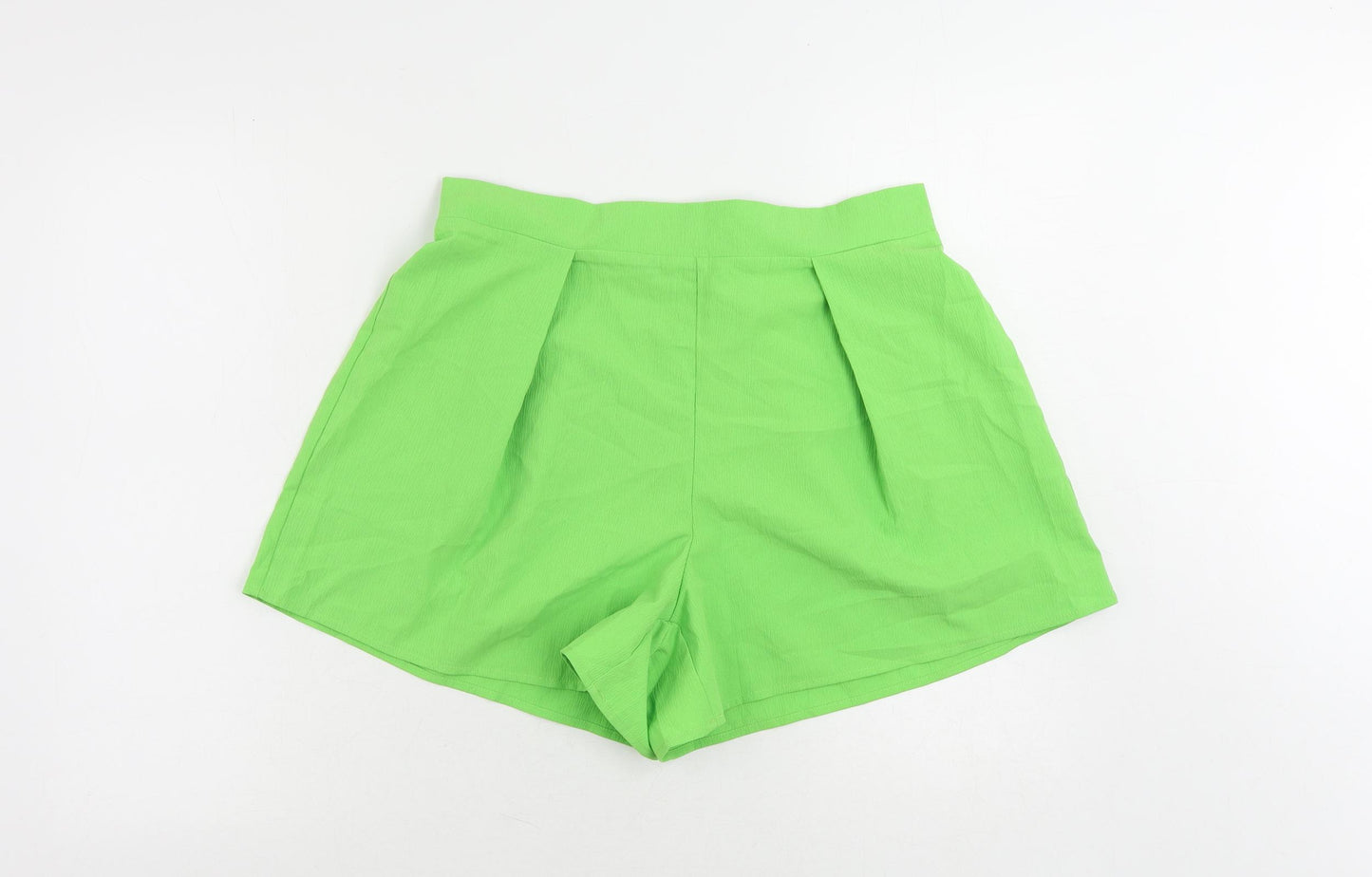 Della Mel Womens Green Polyester Basic Shorts Size L L4 in Regular - Elastic Waist