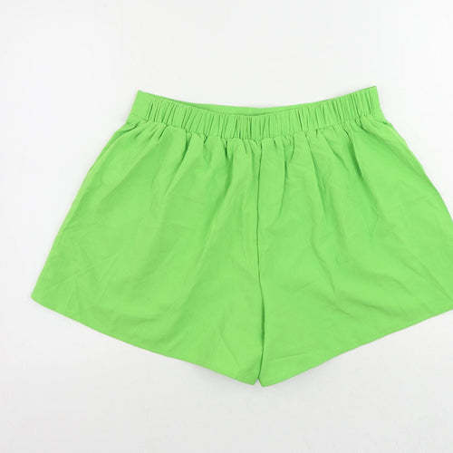 Della Mel Womens Green Polyester Basic Shorts Size L L4 in Regular - Elastic Waist