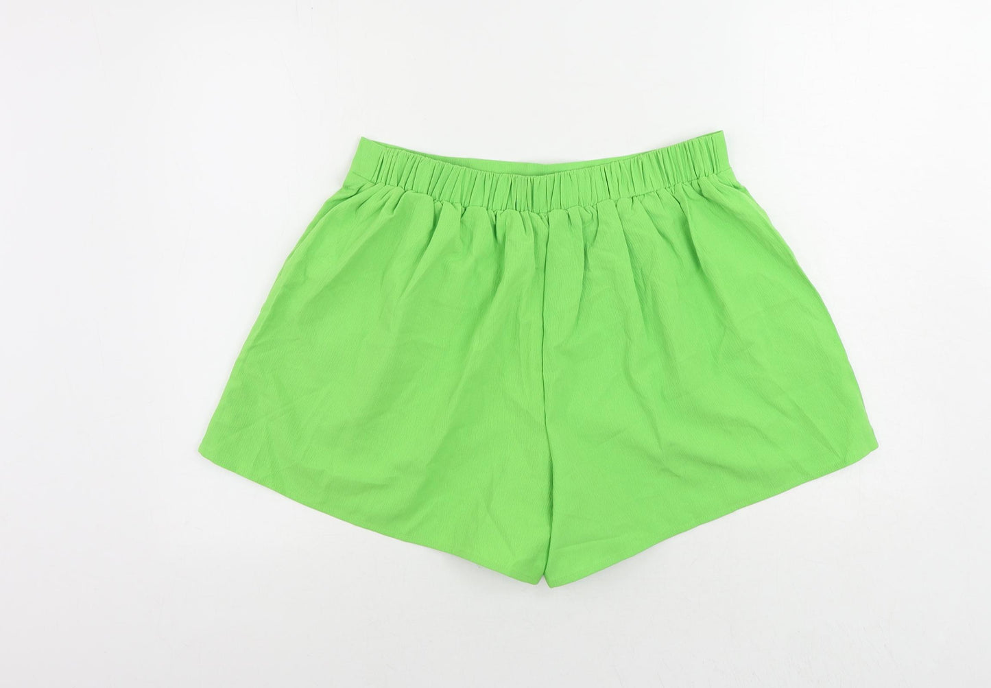 Della Mel Womens Green Polyester Basic Shorts Size L L4 in Regular - Elastic Waist