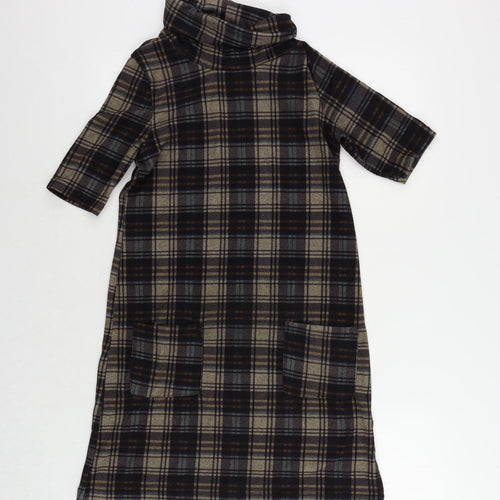 Stella Morgan Womens Multicoloured Plaid Polyester Jumper Dress Size 8 Roll Neck Pullover
