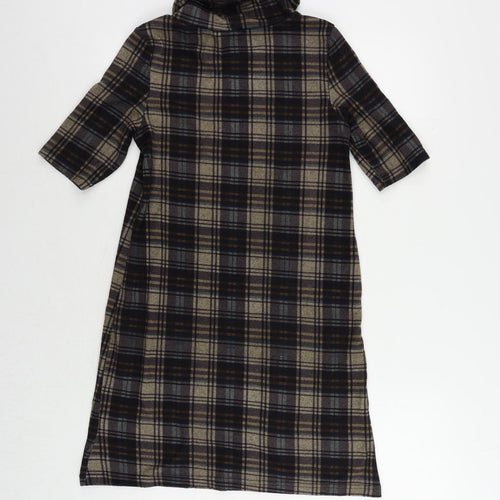 Stella Morgan Womens Multicoloured Plaid Polyester Jumper Dress Size 8 Roll Neck Pullover