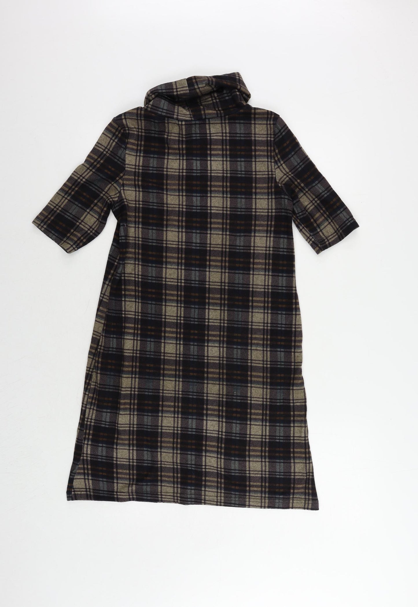 Stella Morgan Womens Multicoloured Plaid Polyester Jumper Dress Size 8 Roll Neck Pullover