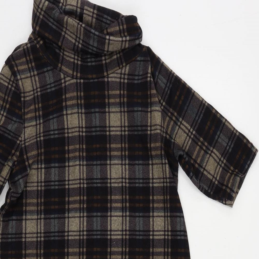 Stella Morgan Womens Multicoloured Plaid Polyester Jumper Dress Size 8 Roll Neck Pullover
