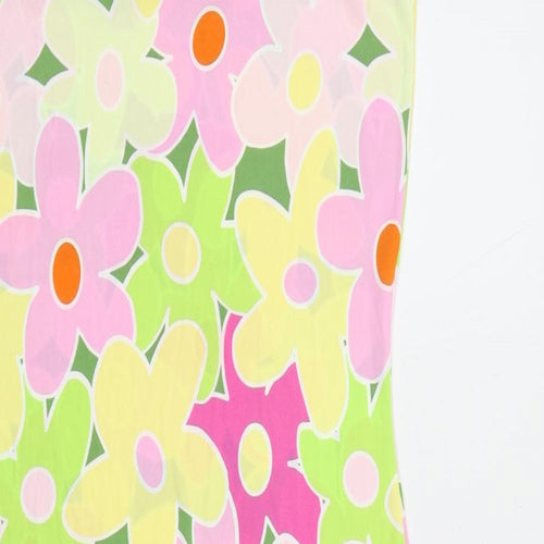 VILA Womens Multicoloured Floral Polyester Slip Dress Size M Scoop Neck Pullover