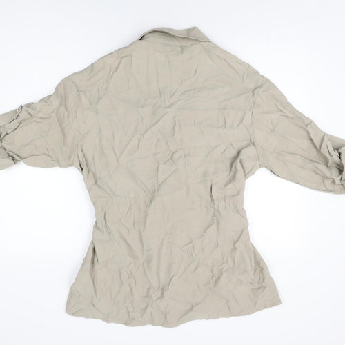 Zara Womens Beige Viscose Basic Button-Up Size S Collared