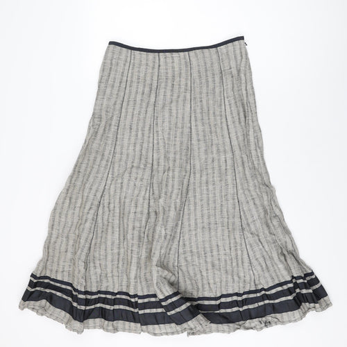 Per Una Womens Grey Linen Flare Skirt Size 10 Zip