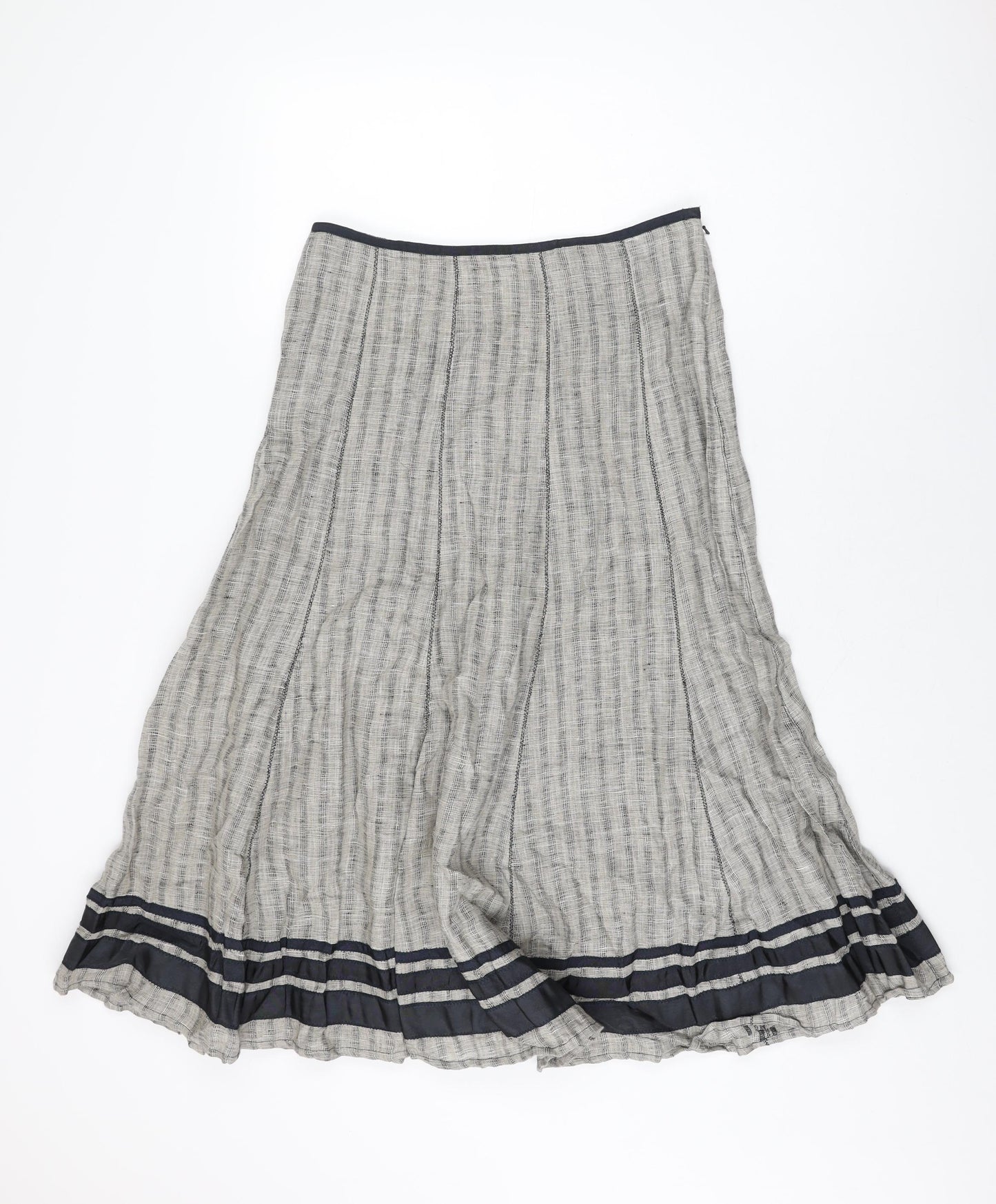 Per Una Womens Grey Linen Flare Skirt Size 10 Zip