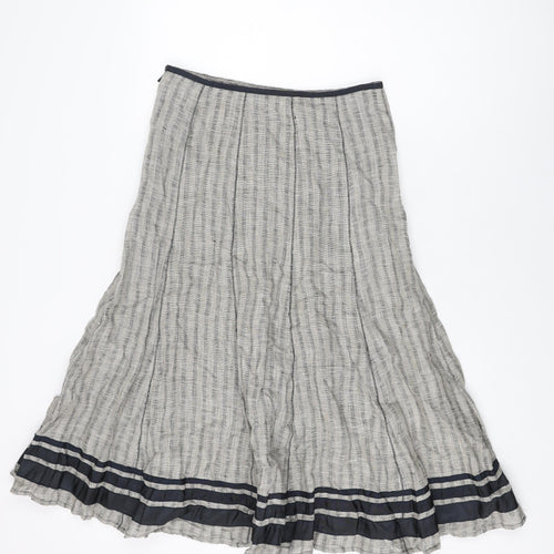 Per Una Womens Grey Linen Flare Skirt Size 10 Zip