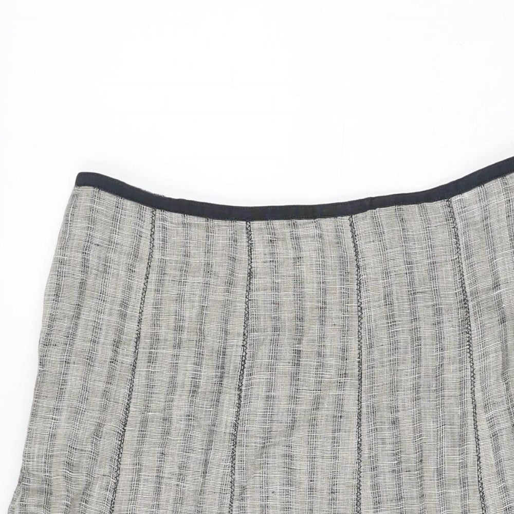 Per Una Womens Grey Linen Flare Skirt Size 10 Zip