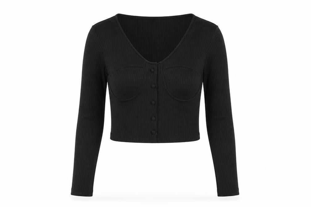 Nasty Gal Womens Black Polyester Cropped T-Shirt Size 8 Scoop Neck