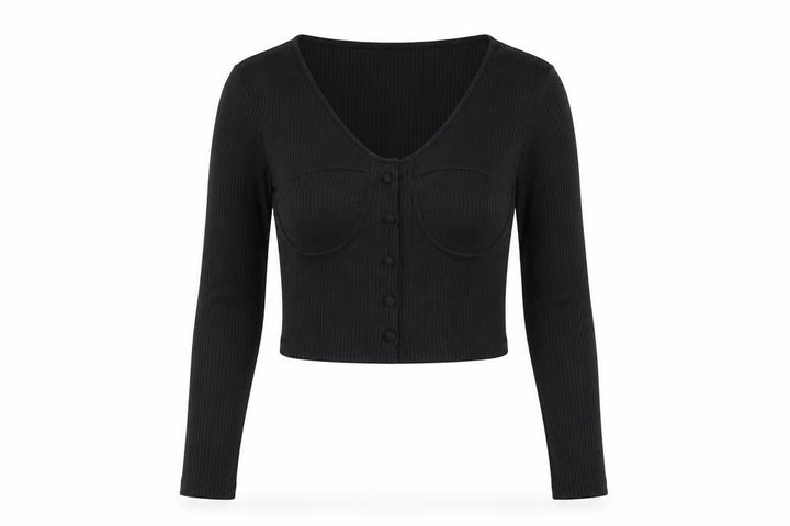 Nasty Gal Womens Black Polyester Cropped T-Shirt Size 8 Scoop Neck