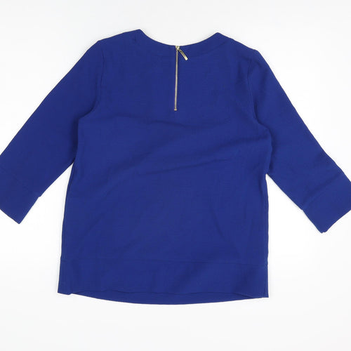 Marks and Spencer Womens Blue Polyester Basic T-Shirt Size 8 Round Neck