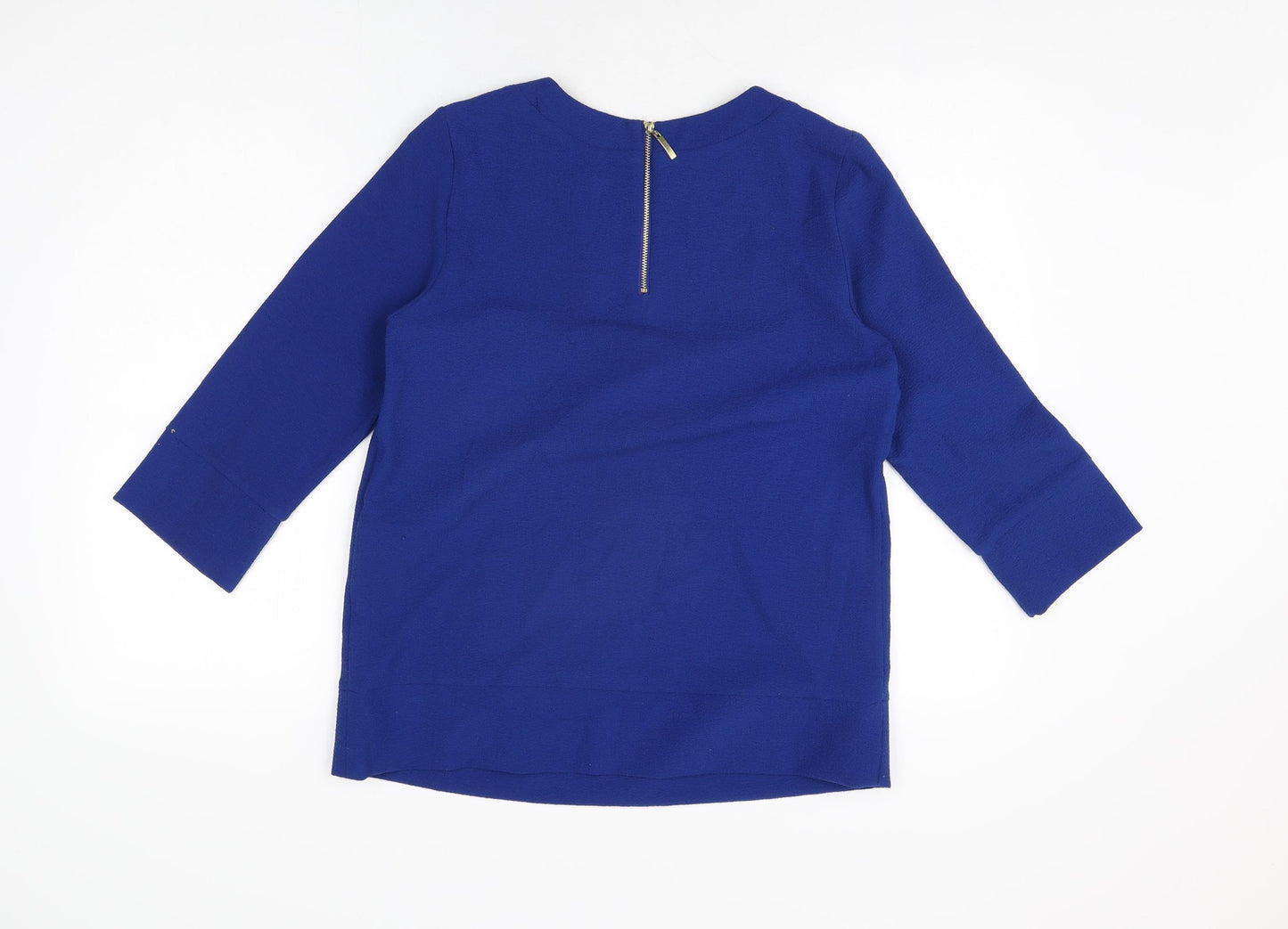 Marks and Spencer Womens Blue Polyester Basic T-Shirt Size 8 Round Neck