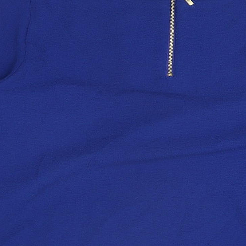 Marks and Spencer Womens Blue Polyester Basic T-Shirt Size 8 Round Neck
