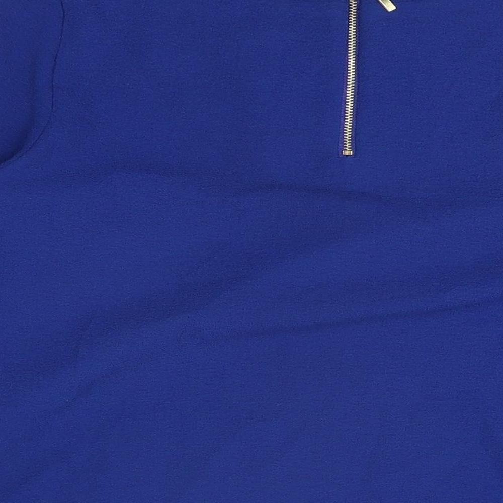 Marks and Spencer Womens Blue Polyester Basic T-Shirt Size 8 Round Neck