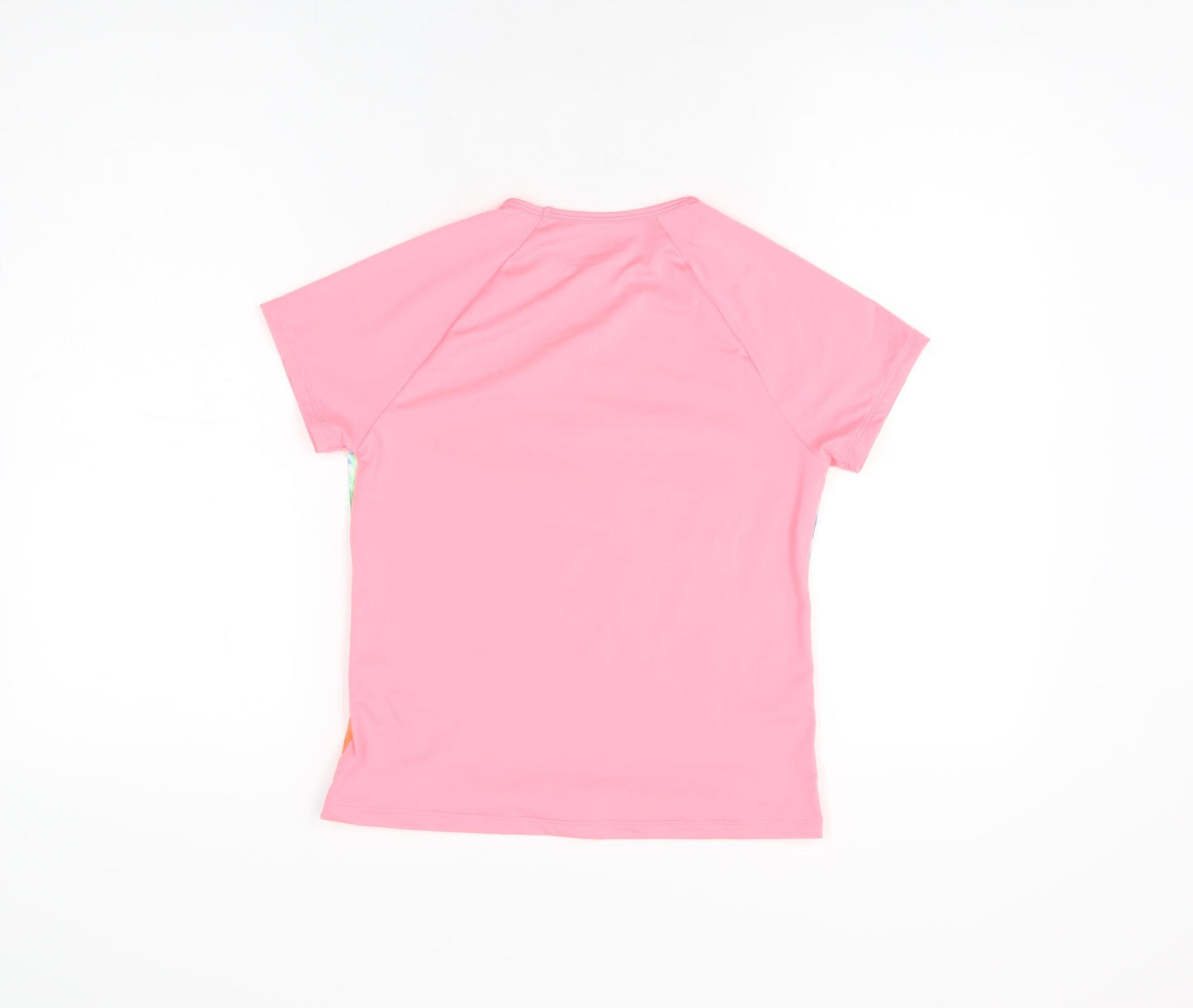 Lands' End Girls Pink Geometric Polyester Basic T-Shirt Size L Round Neck Pullover