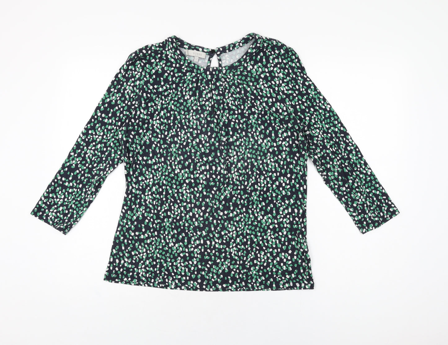 Hobbs Womens Blue Geometric Viscose Basic T-Shirt Size M Round Neck