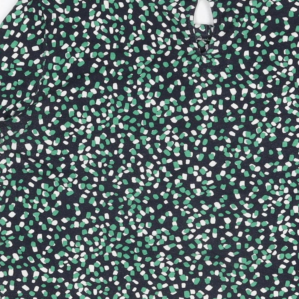 Hobbs Womens Blue Geometric Viscose Basic T-Shirt Size M Round Neck