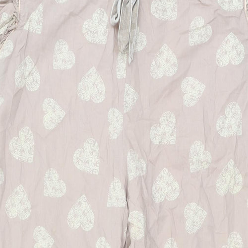 NEXT Womens Beige Geometric Cotton Top Pyjama Pants Size 14 Drawstring