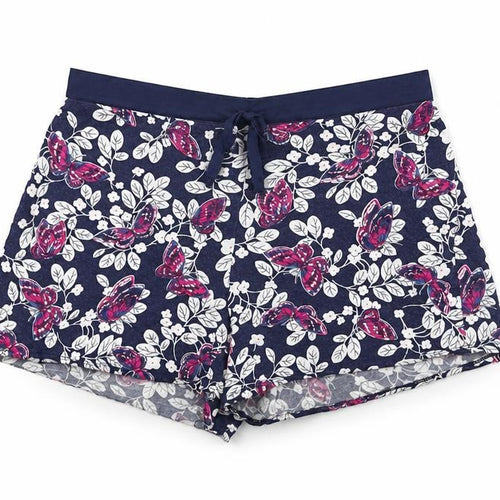 Marks and Spencer Womens Blue Floral Viscose Top Sleep Shorts Size 8 Drawstring