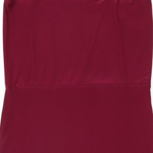 Missguided Womens Red Polyester Bodycon Size 14 V-Neck Pullover