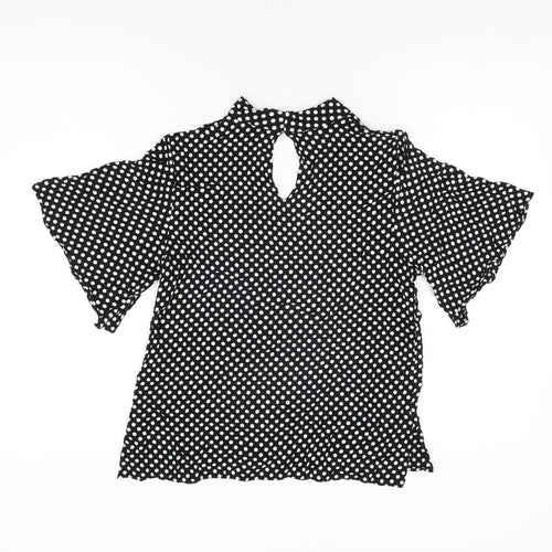 Zara Womens Black Polka Dot Viscose Basic Blouse Size M V-Neck