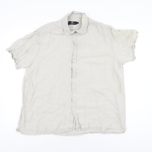 Blue Harbour Mens Grey Cotton Button-Up Size L Collared Button