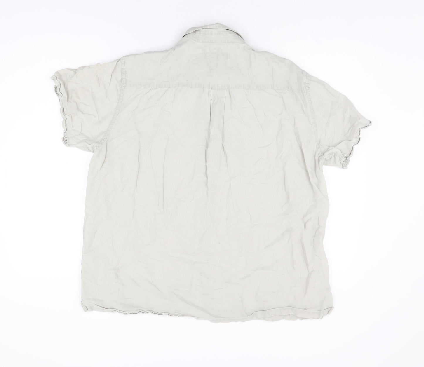 Blue Harbour Mens Grey Cotton Button-Up Size L Collared Button