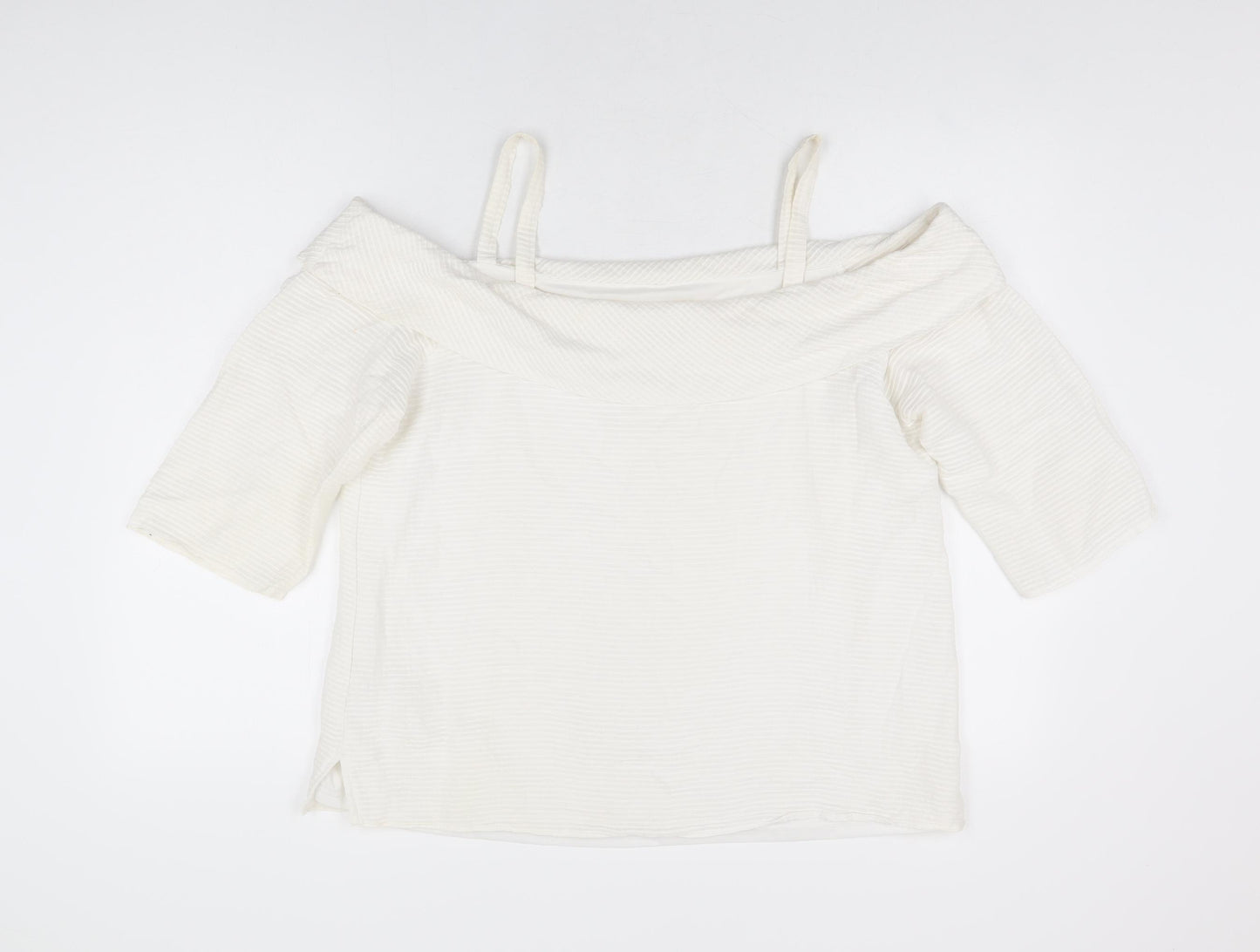 Soon Womens White Cotton Basic Blouse Size 16 Off the Shoulder