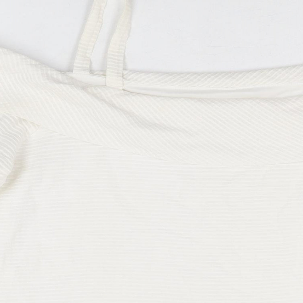 Soon Womens White Cotton Basic Blouse Size 16 Off the Shoulder