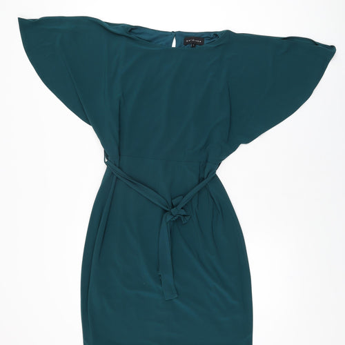 Wardrobe Womens Green Polyester Shift Size M Boat Neck Pullover