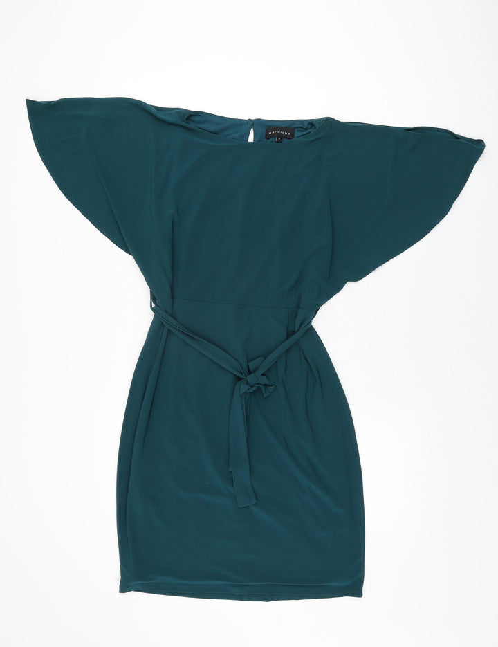 Wardrobe Womens Green Polyester Shift Size M Boat Neck Pullover