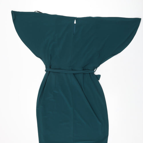 Wardrobe Womens Green Polyester Shift Size M Boat Neck Pullover