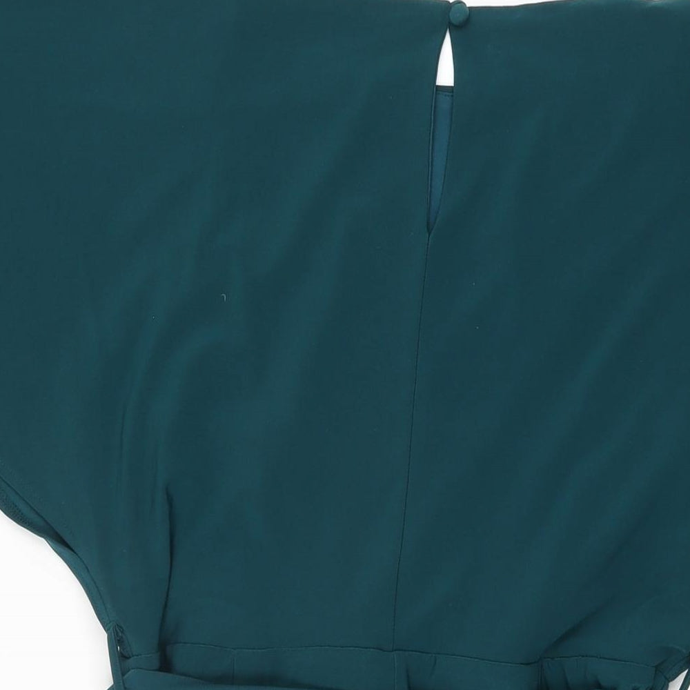 Wardrobe Womens Green Polyester Shift Size M Boat Neck Pullover