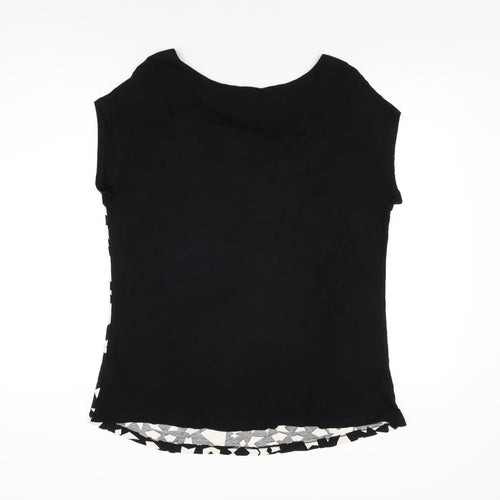 NEXT Womens Black Geometric Viscose Basic T-Shirt Size 20 Round Neck