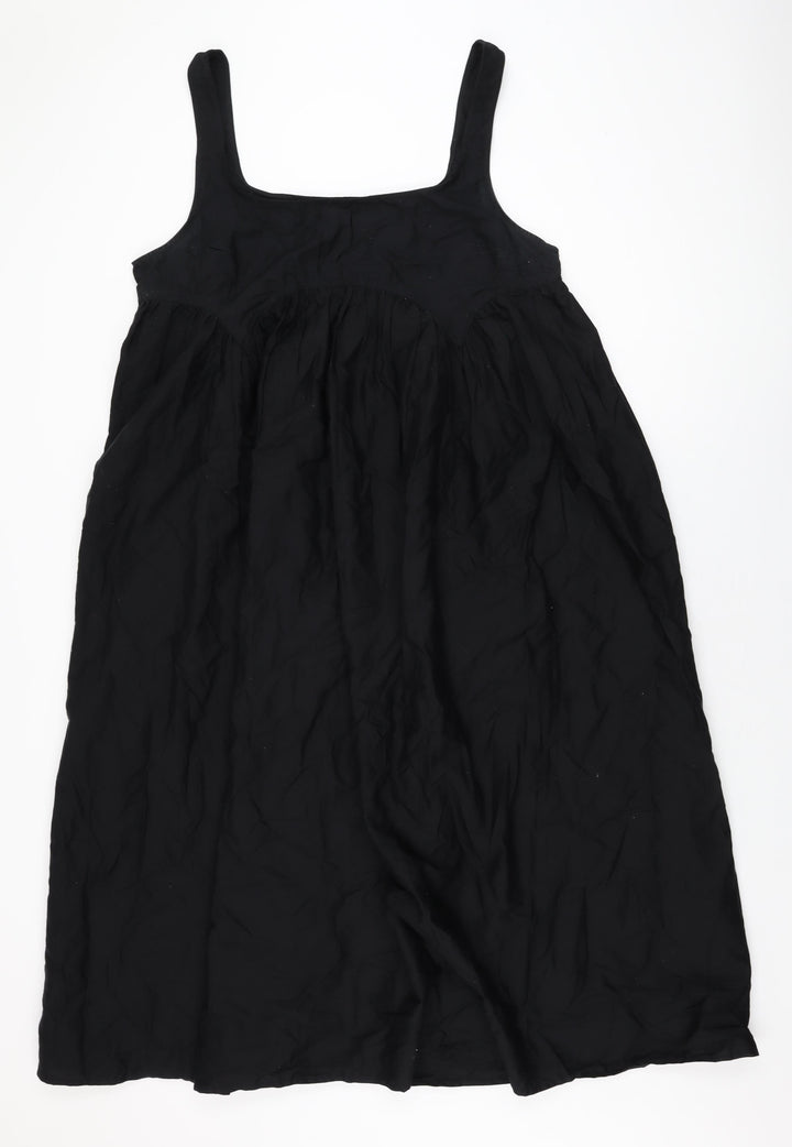ASOS Womens Black Cotton Shift Size 16 Scoop Neck Pullover