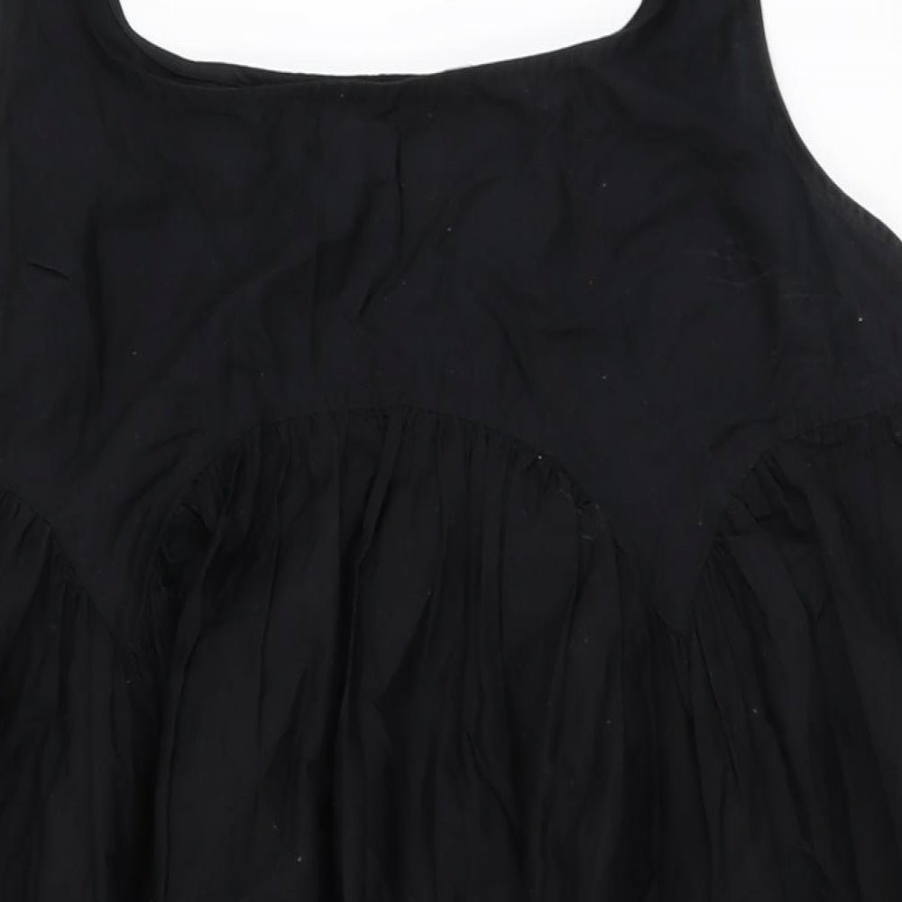 ASOS Womens Black Cotton Shift Size 16 Scoop Neck Pullover