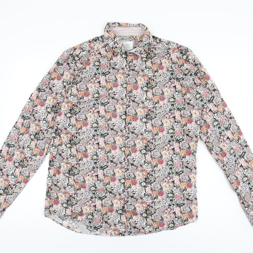 NEXT Mens Multicoloured Floral Cotton Button-Up Size M Collared Button