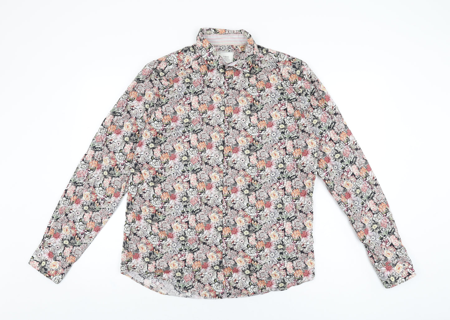NEXT Mens Multicoloured Floral Cotton Button-Up Size M Collared Button