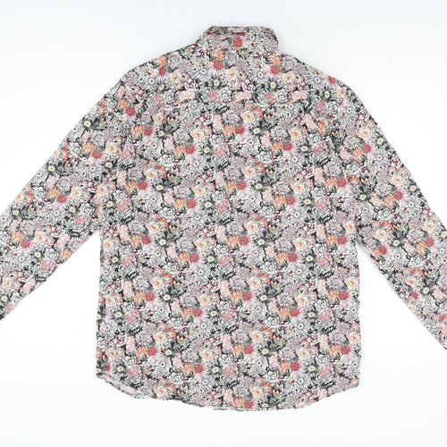 NEXT Mens Multicoloured Floral Cotton Button-Up Size M Collared Button