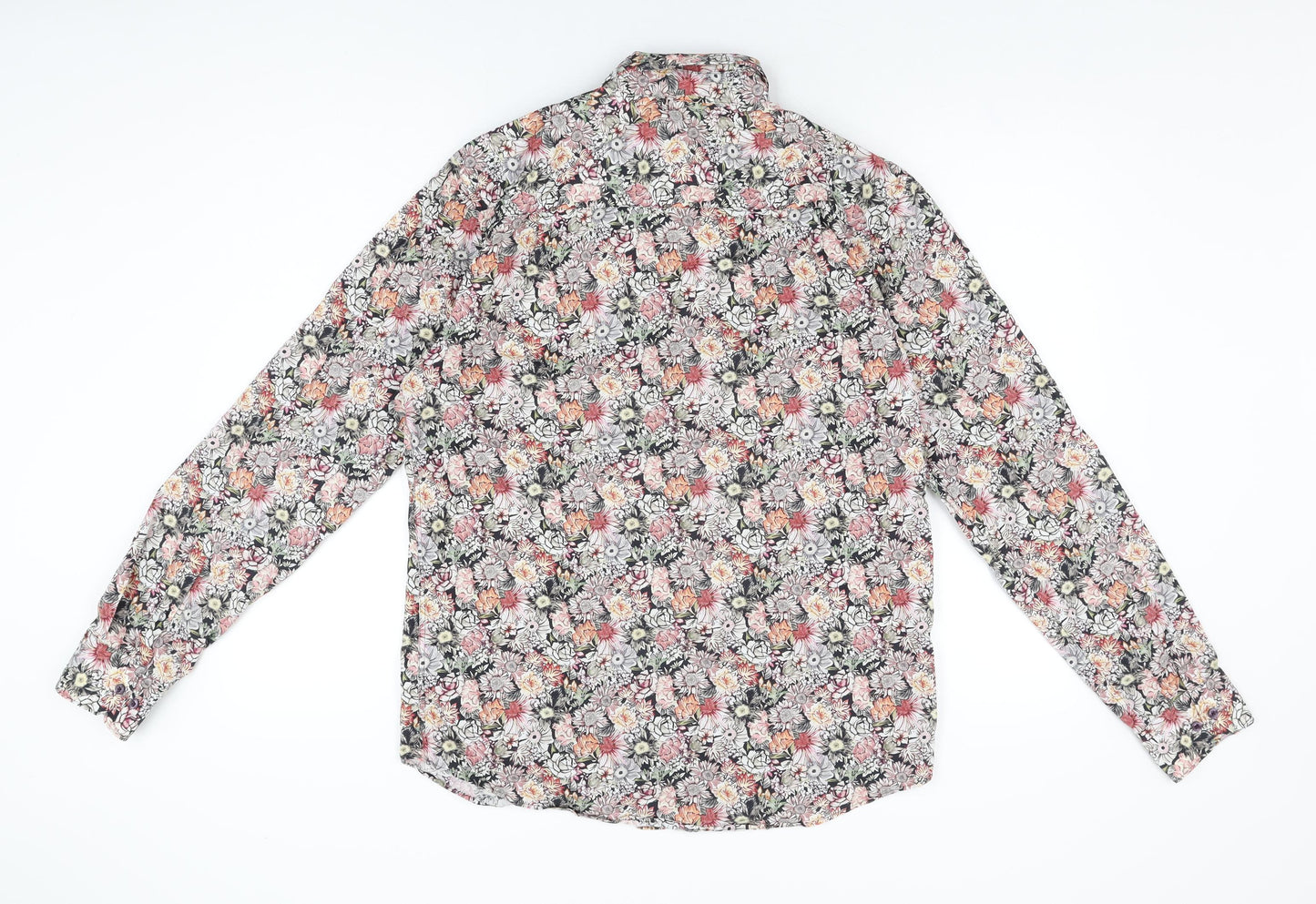 NEXT Mens Multicoloured Floral Cotton Button-Up Size M Collared Button