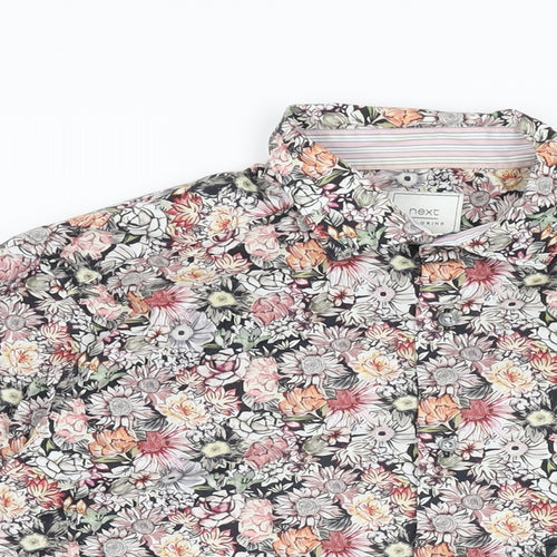 NEXT Mens Multicoloured Floral Cotton Button-Up Size M Collared Button