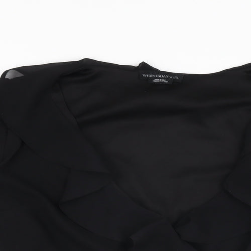 Wednesday's Girl Womens Black Polyester Wrap Blouse Size M V-Neck