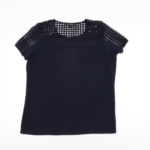 Ellen Reyes Womens Blue Polyester Basic Blouse Size S Round Neck