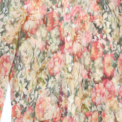 Mango Womens Multicoloured Floral Polyester A-Line Size S Collared Button
