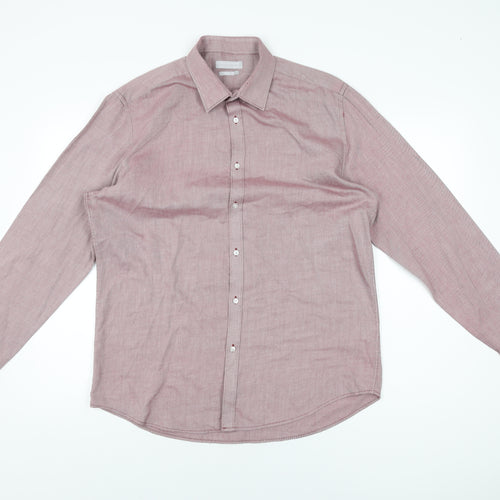 Red Herring Mens Red Polyester Dress Shirt Size 42 Collared Button