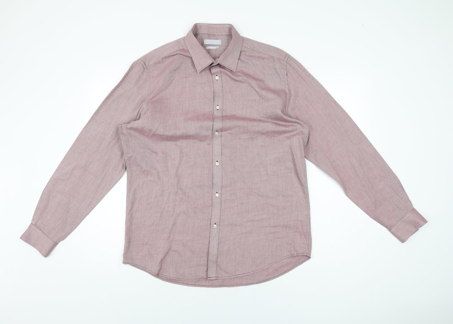 Red Herring Mens Red Polyester Dress Shirt Size 42 Collared Button