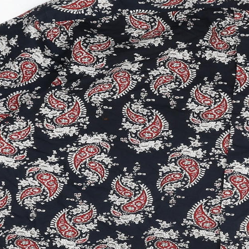 Relco Mens Blue Paisley Cotton Dress Shirt Size L Collared Button